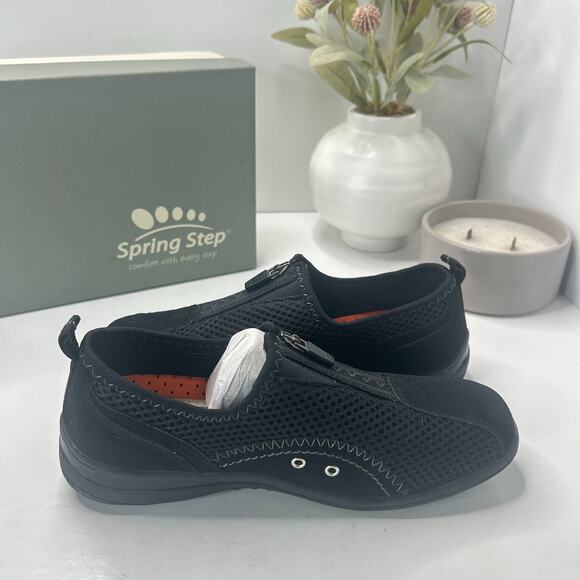 Spring Step Racer Suede/Mesh Sneaker Black 175062106 Women 5.5/EU36 NWB Casual - Picture 6 of 9